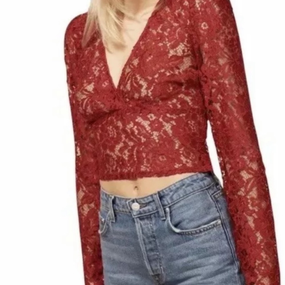 Réformation red lace top, size XS